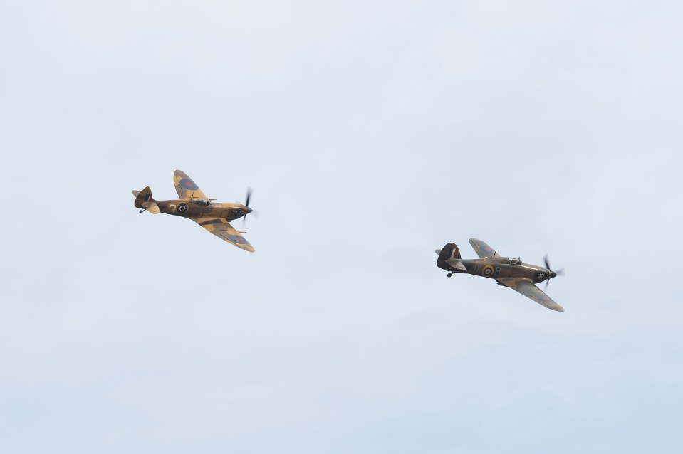 A Spitfire and Hurricane flew past to help Captain Tom celebrate his 100th birthday