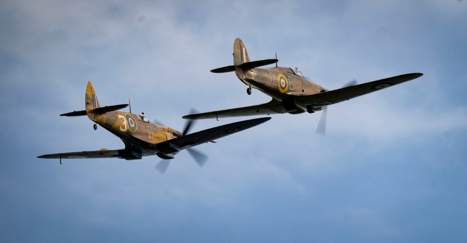  The two vintage warbirds completed three laps of Captain Tom Moore's home in Bedfordshire at 8.20am today