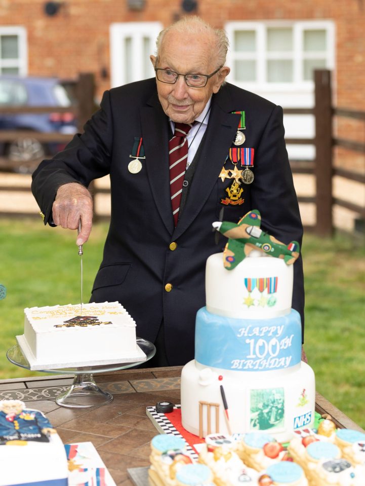  Captain Tom was seen cutting one of his birthday cakes today