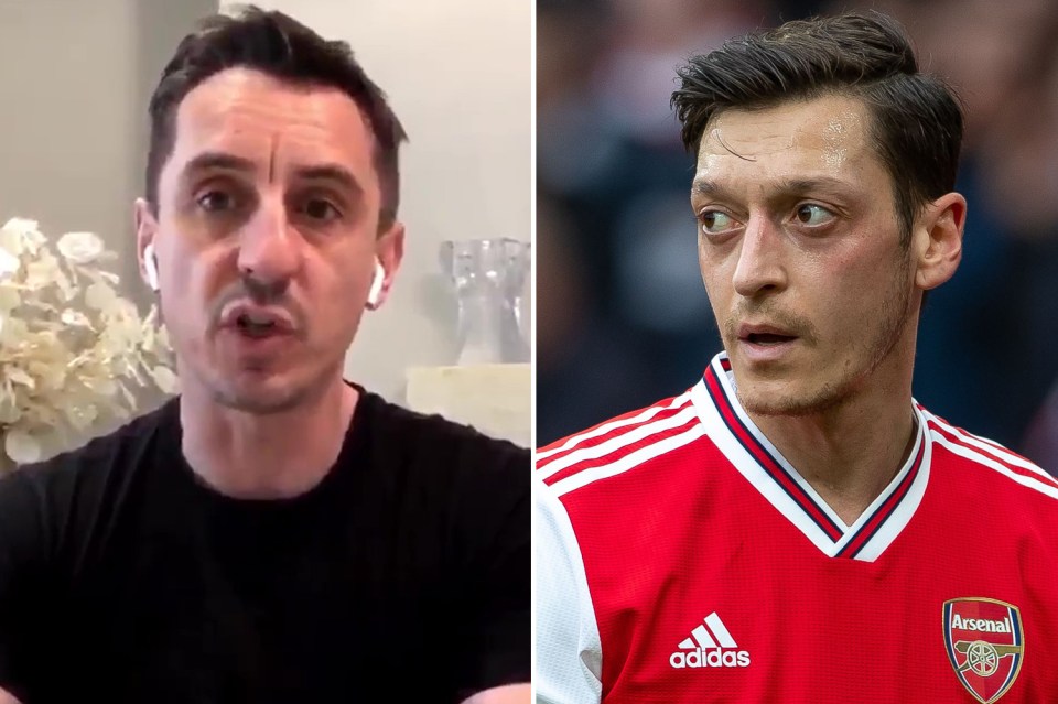  Gary Neville believes Mesut Ozil should have agreed a 12.5 per cent pay-cut like his Arsenal team-mates