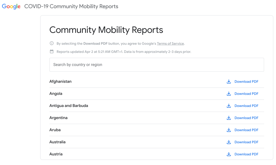  You can search for the mobility report in your country