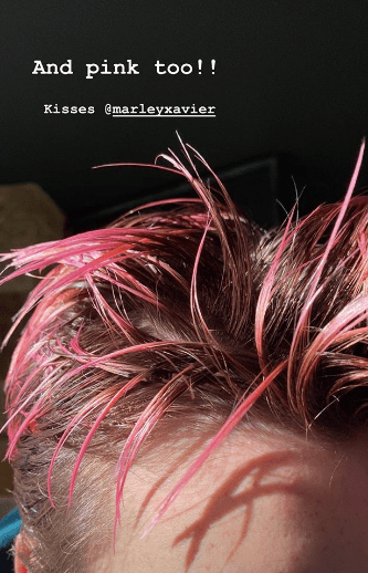  Cruz, 15, was sporting pink tips on his spiked hairdo thanks to his famous mum