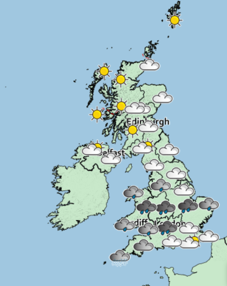  Saturday morning will see heavy rain, perhaps with thunder, moving across southern areas