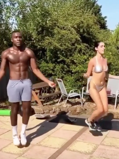 The Love Island couple left little to the imagination as they worked out with barely any clothes on