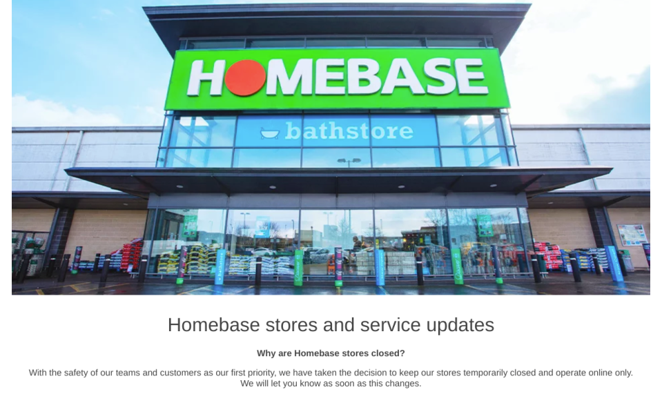  Homebase has now reopened all its UK stores