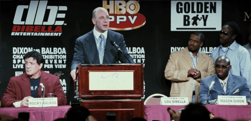  Tarver's character Mason 'The Line' Dixon goads Rocky at a press conference