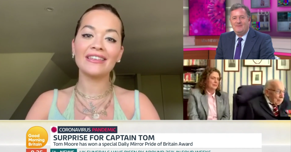  Rita Ora spoke on Good Morning Britain viewers today to praise Captain Tom