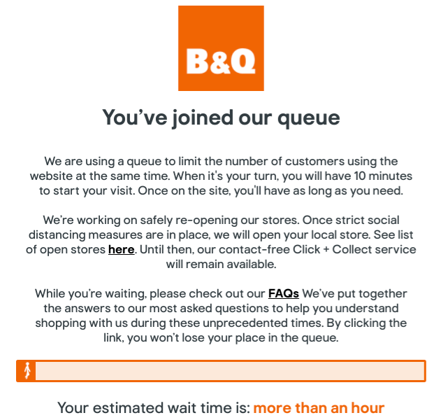  B&Q shoppers are waiting for more than an hour to get online