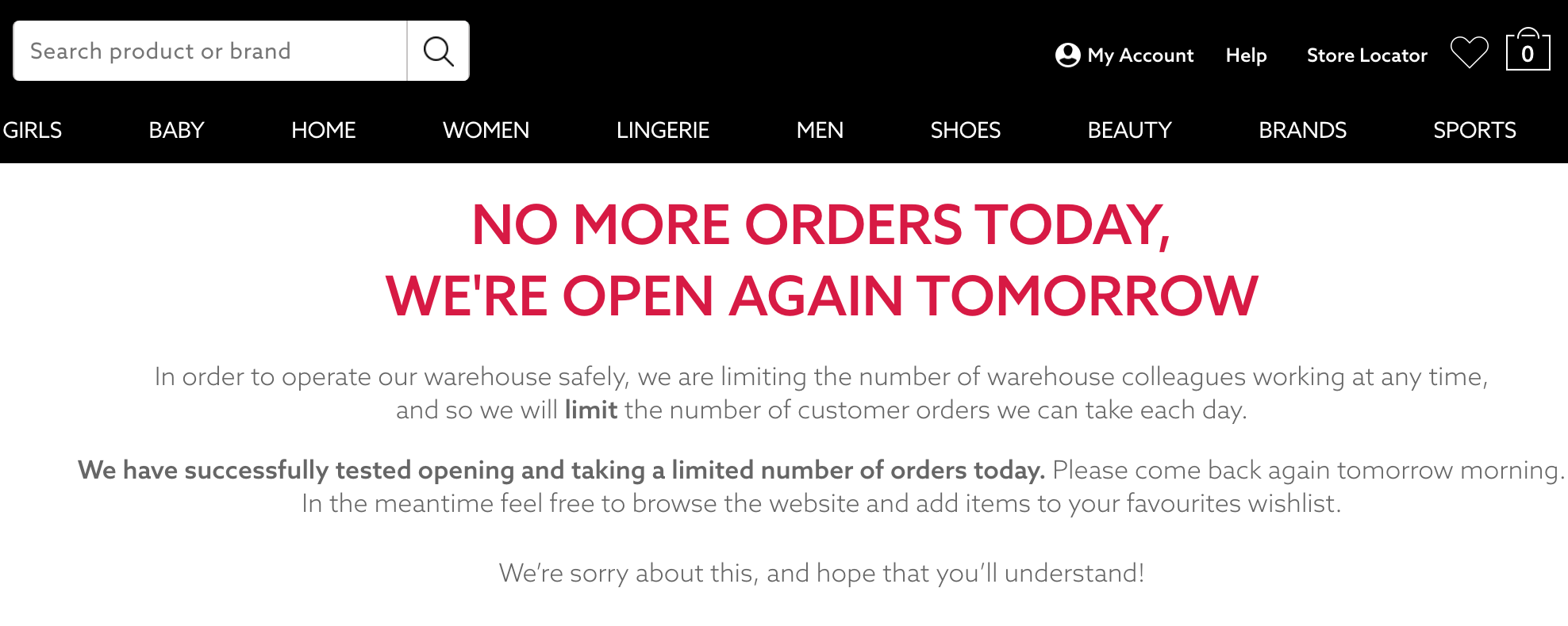  Fashion retailer Next has closed its website again