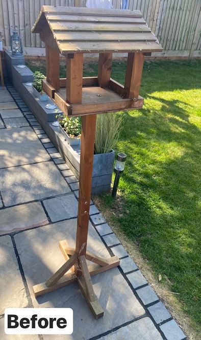 Mrs Hinch shared a snap of her wooden bird table admitting it needed a good clean