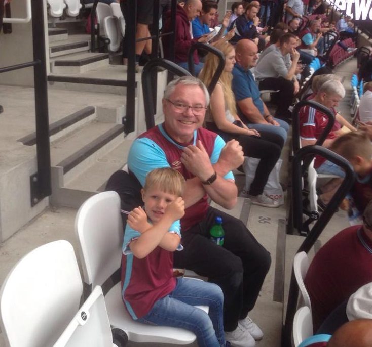  He started going to West Ham with his dad Neil and his granddad John Benjamin (pictured) -  a lifelong Hammers fan from Bow who sadly died in 2017