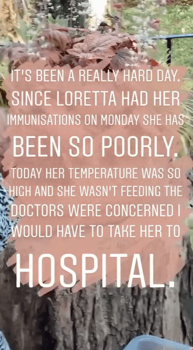  Lydia revealed her baby hadn't been well and she'd started to fear she would have to make a dash to hospital with her