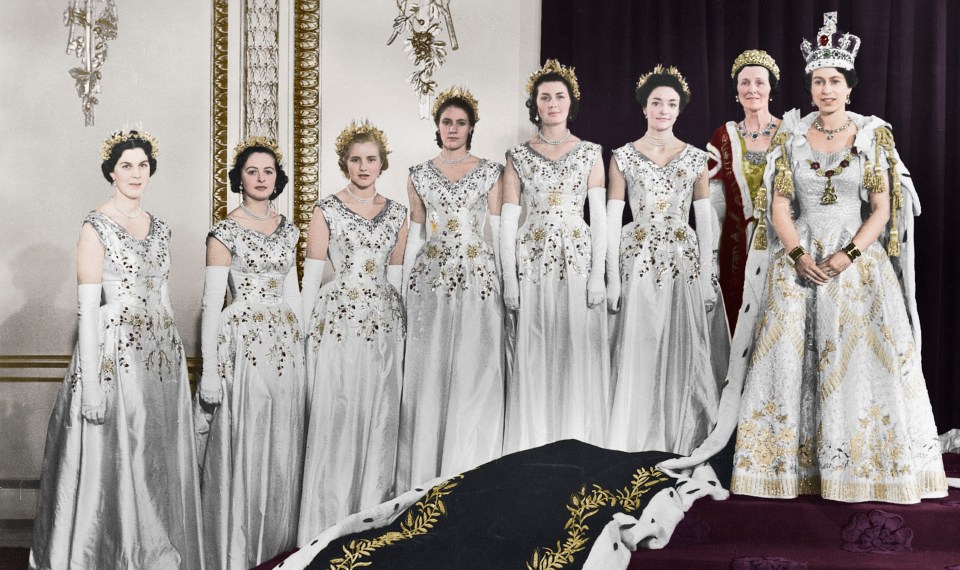 The Queen had six ladies-in-waiting (also known as 'maids of honour') for her 1953 coronation