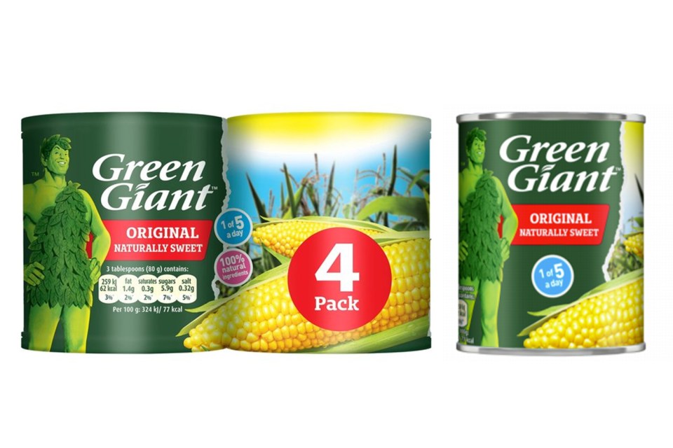 The above tins of Green Giant sweetcorn have been recalled