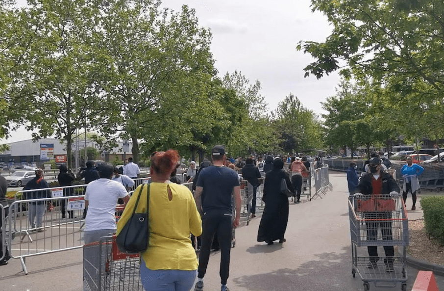  Hundreds of shoppers queued outside the Costco store in Chingford today