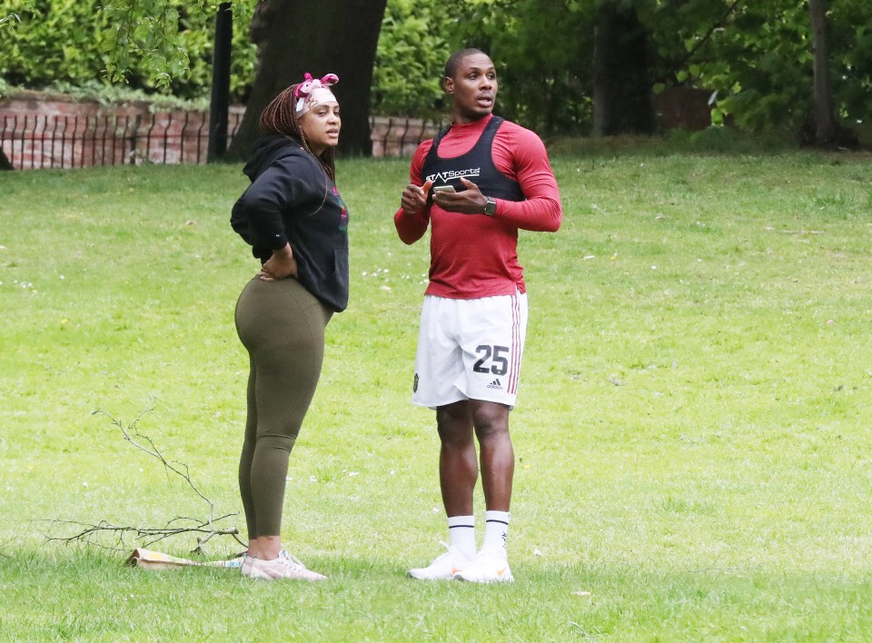  Odion Ighalo trained in a public park in Cheshire on Monday afternoon