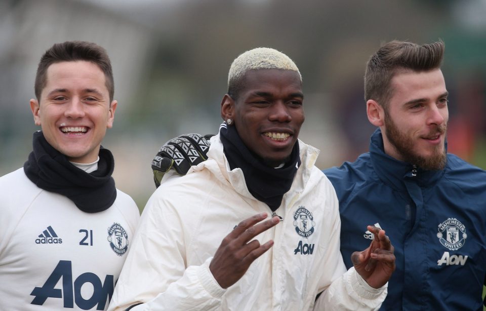  Ander Herrera (left) and Paul Pogba (centre) shared a dressing room at Old Trafford