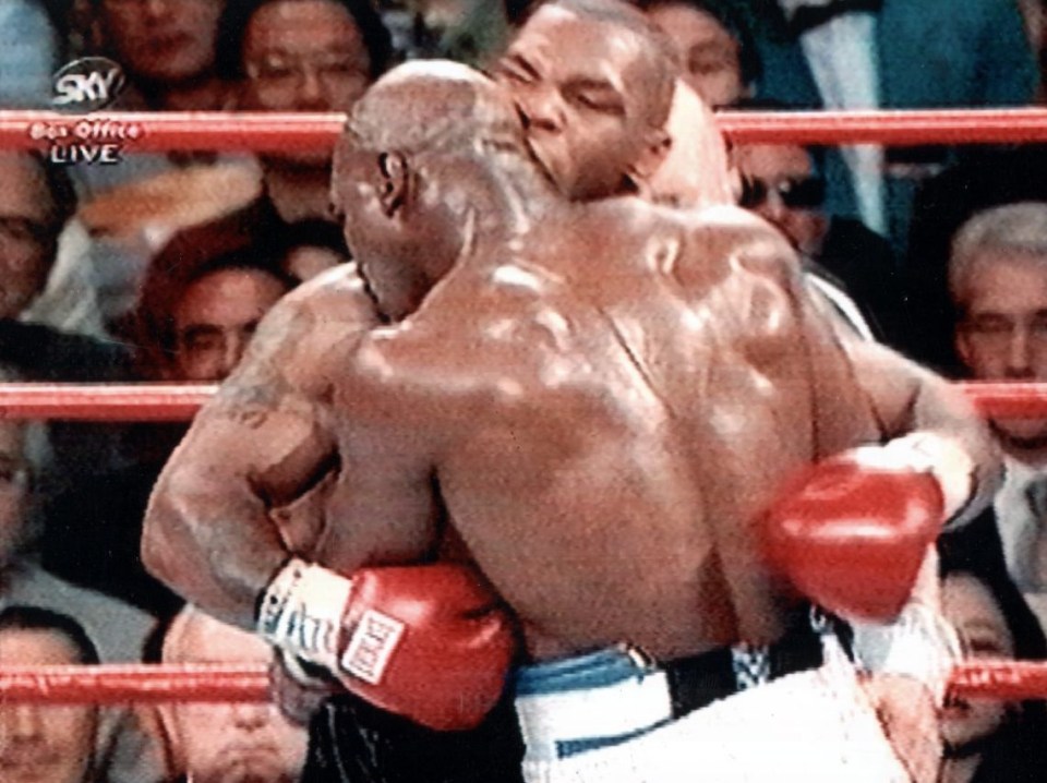 Tyson, 53, was disqualified in 1997 for biting a chunk of Holyfield’s ear off