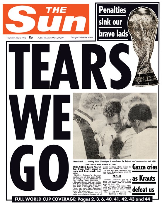  How The Sun reported on England's heartbreaking exit