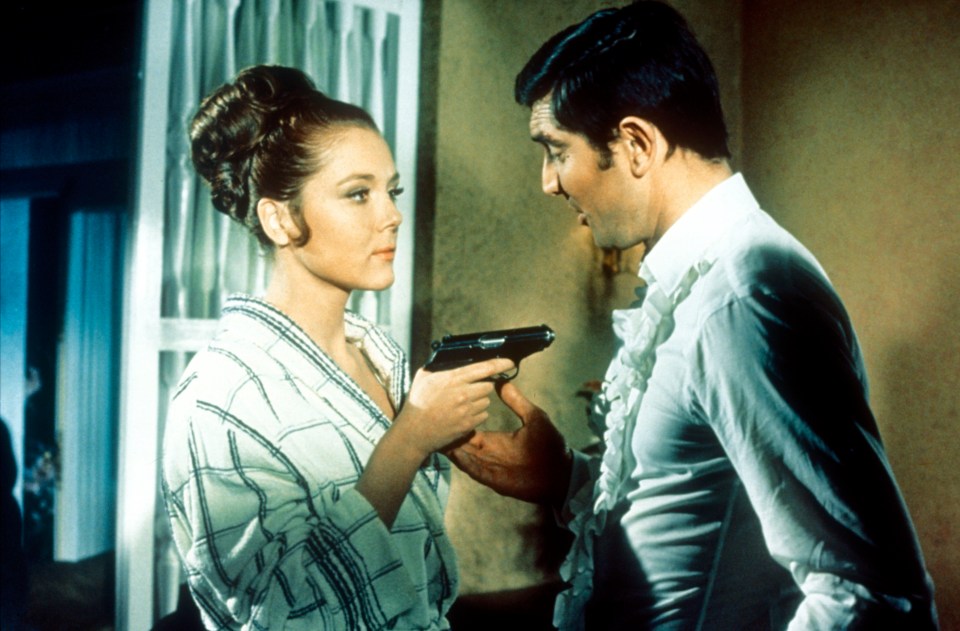 Diana as Contessa Teresa di Vicenzo to George Lazenby’s 007 in 1969’s On Her Majesty’s Secret Service