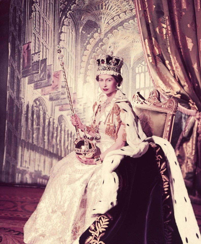 The Queen pictured after her Coronation in June 1953