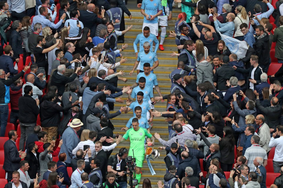  Man City won the final last year - but although there could be fans at the showpiece this year it would be without such close contact