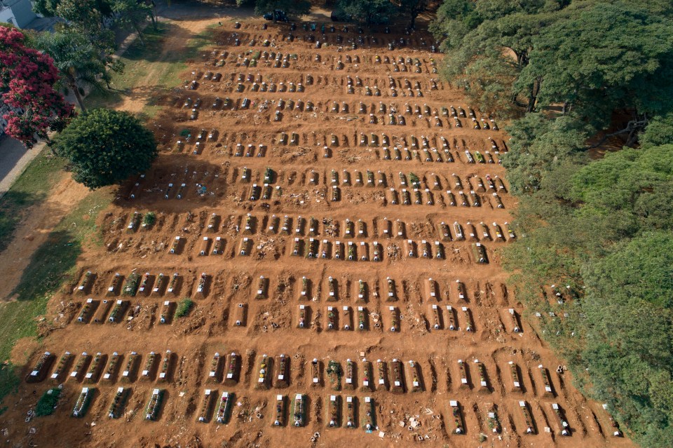  Thousands of mass graves are being dug in a Sao Paulo's Vila Formosa Cemetery