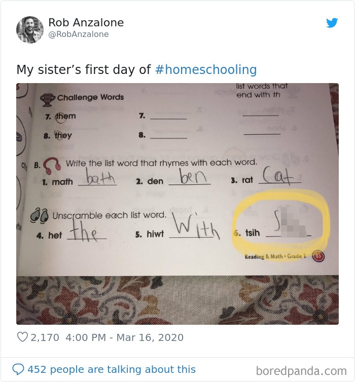 It's not just parents homeschooling is getting to, the kids are acting out too