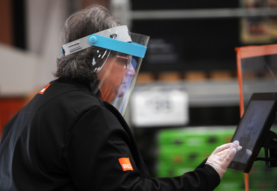  B&Q reopened today with staff taking safety measures with masks and gloves