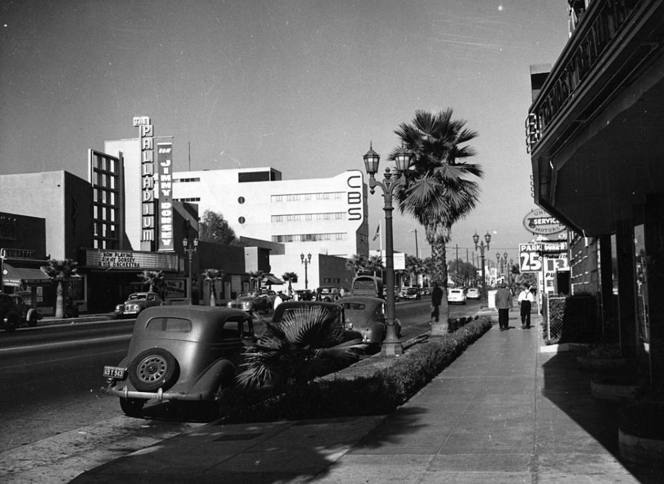  Sunset Boulevard, in the heart of Hollywood, as it looked in the 1940s