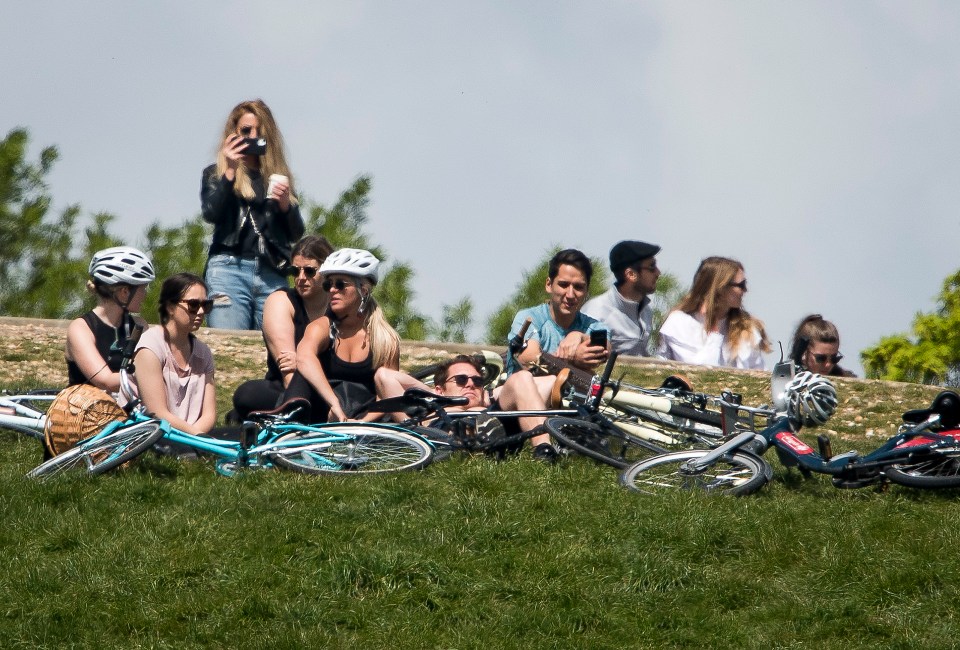  People gather on Primrose Hill, London