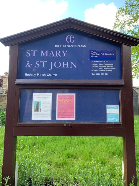  A note at the church of St Mary and St John asks people wherever they are to pray for children who are missing