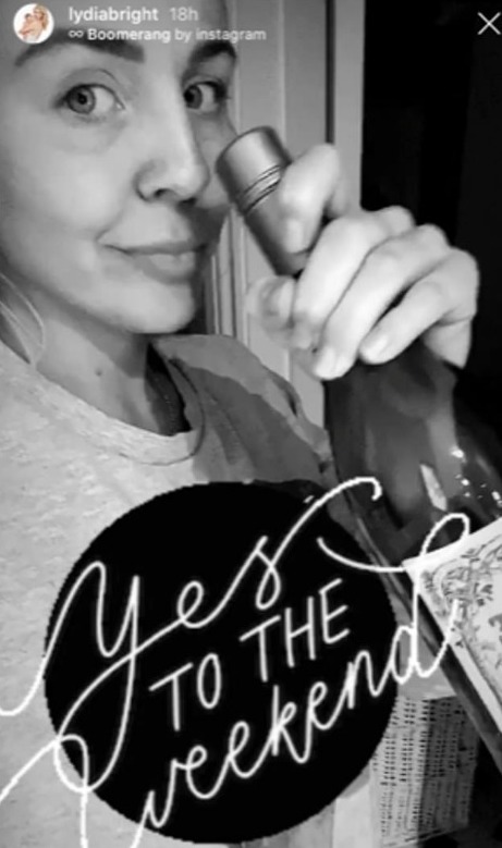  Lydia Bright has hit back at mum-shamers after drinking wine