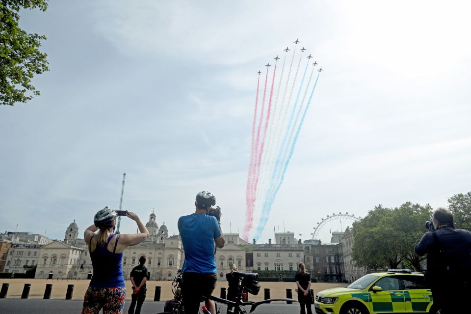  Londoners use their daily exercise to capture the spectacle as planes flew 100ft over the capital