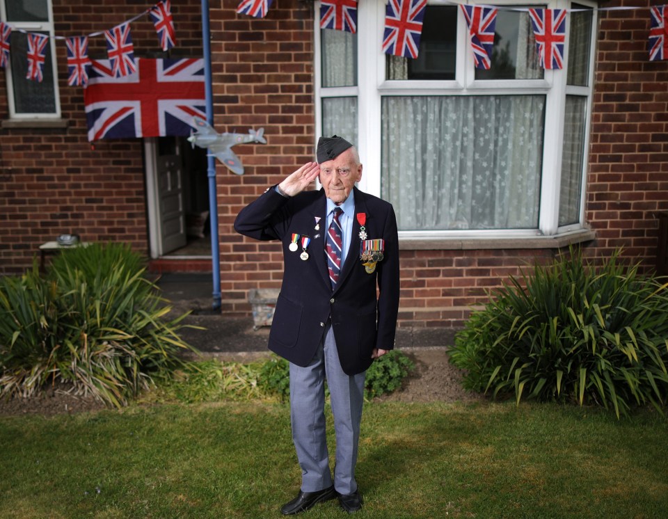 Bernard Morgan, 96, observed the silence outside his Crewe home – he was a code and cipher operator who received the telex declaring the end of hostilities