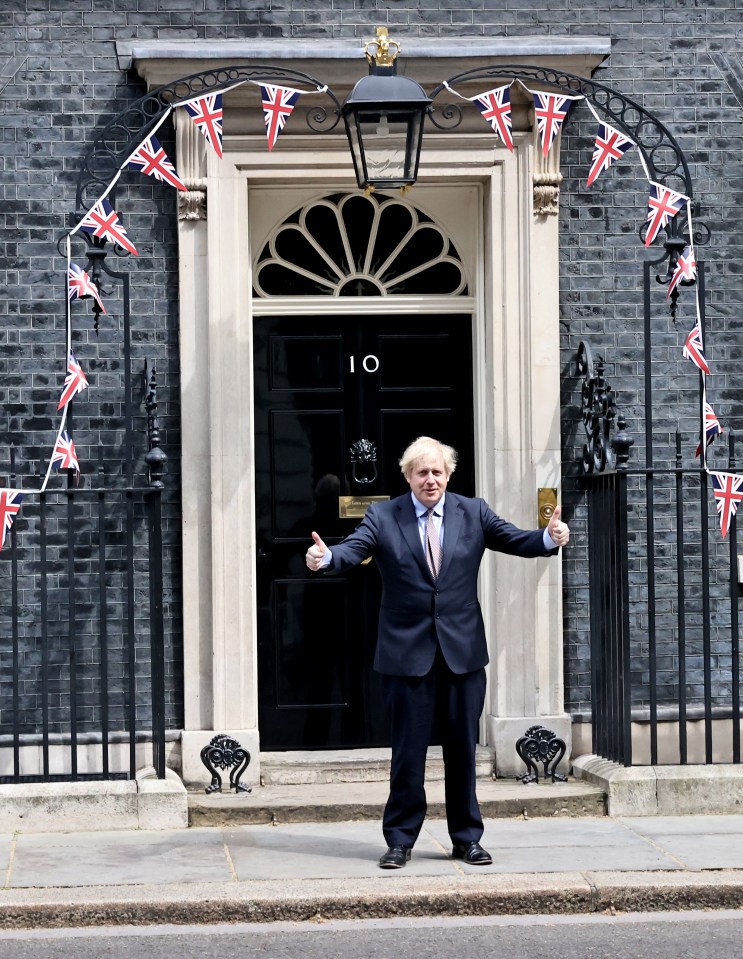  The Prime Minister stood outside Downing Street today to mark the 75th anniversary of VE Day