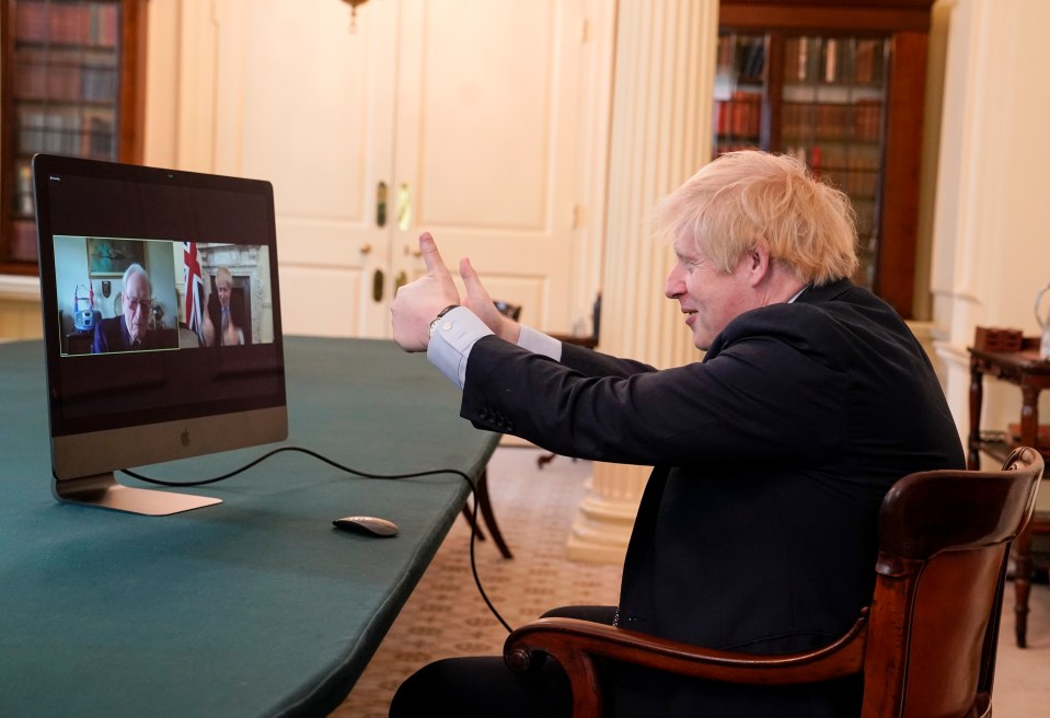  The PM speaks with War veteran Ernie Horsfall from the cabinet room in No10