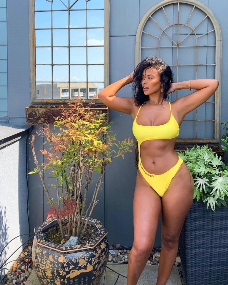  Maya showed off her incredible figure in a tiny yellow swimsuit