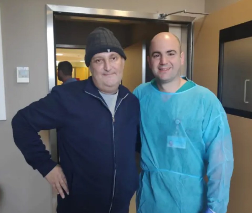 Kamel Abdel Rahman (left) with Dr Samuel Moscovici at Hadassah Medical Center in Jerusalem