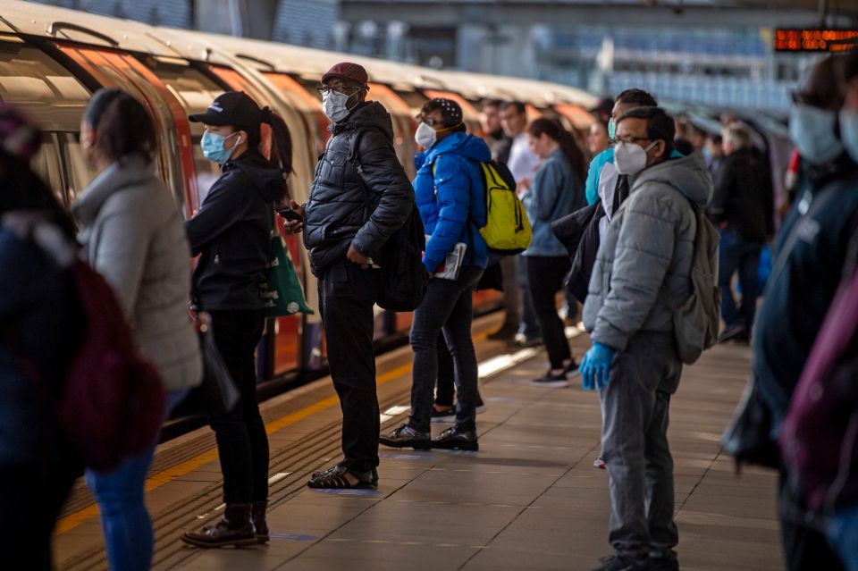  People sticking to the queuing system at Stratford station this morning, with many in masks