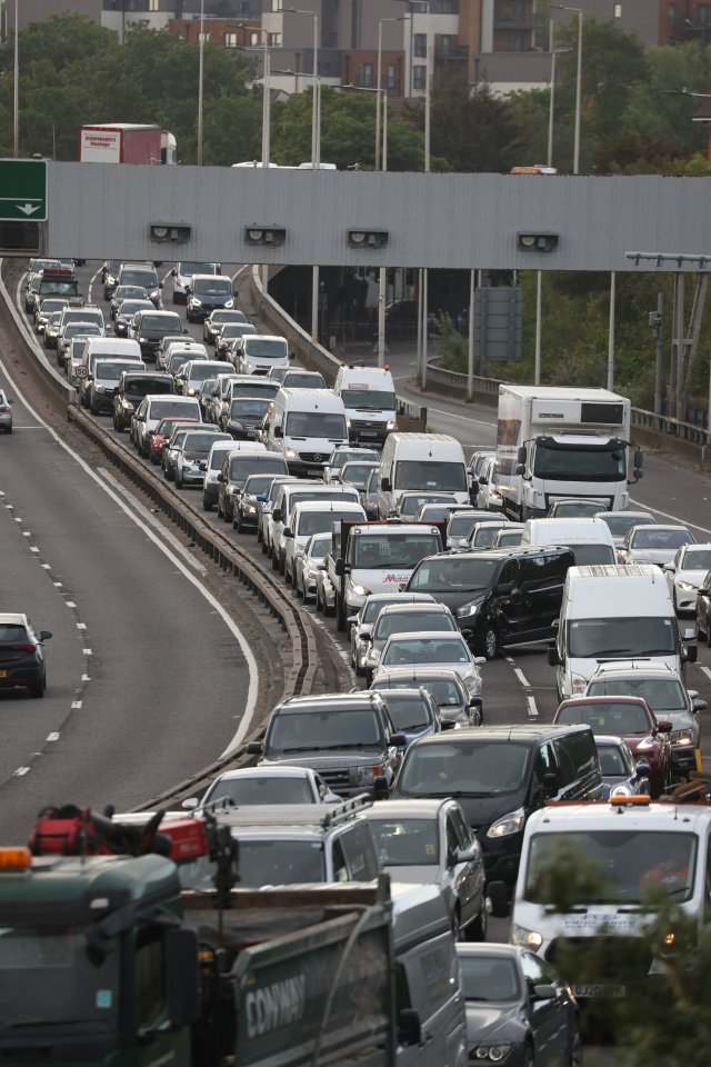  Traffic has already built up on the A102 near Greenwich as the slight change in restrictions sees people back on the roads