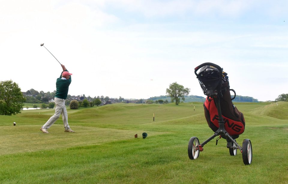  Golf is now allowed, but you can still only play it with people from your household - or alone if you need a break... This excited golfer was the first to tee off at South Winchester Golf Club