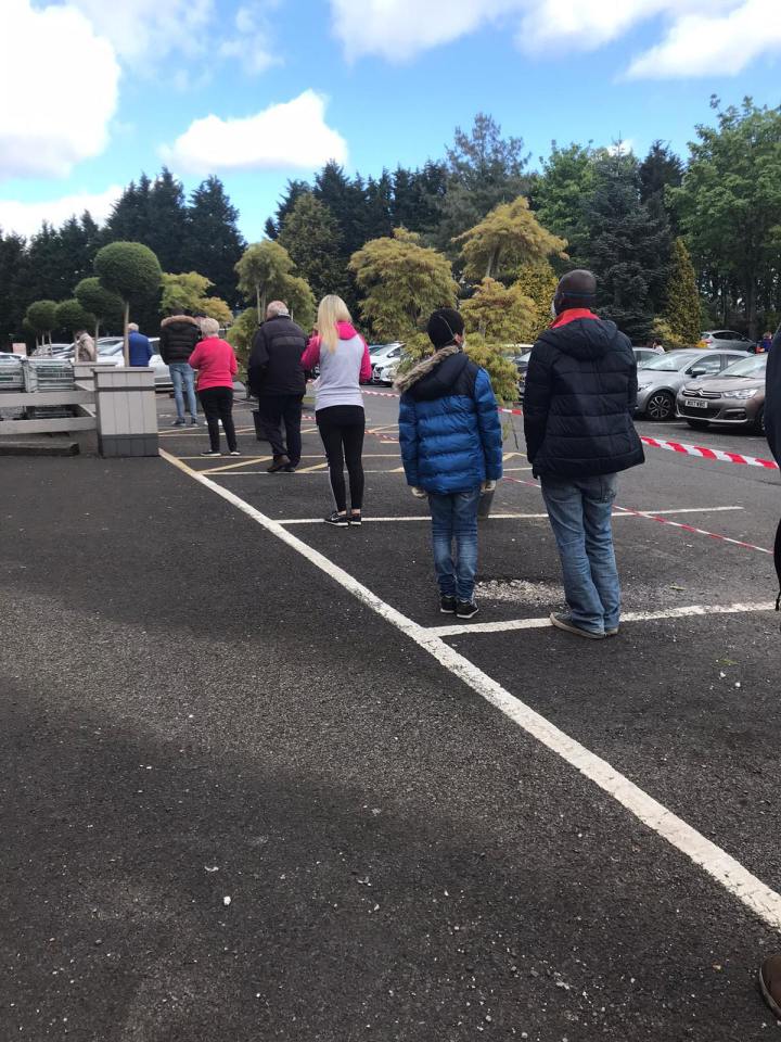  Dozens of shoppers queued to get into a garden centre in Radcliffe as it reopened its doors today