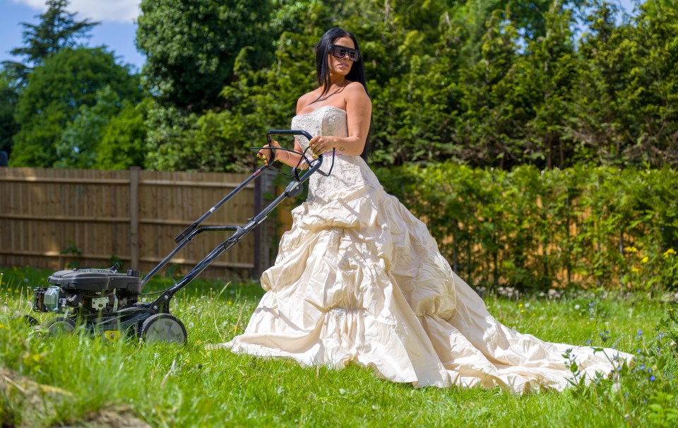  Katie Price this week mowed the lawn in a wedding dress