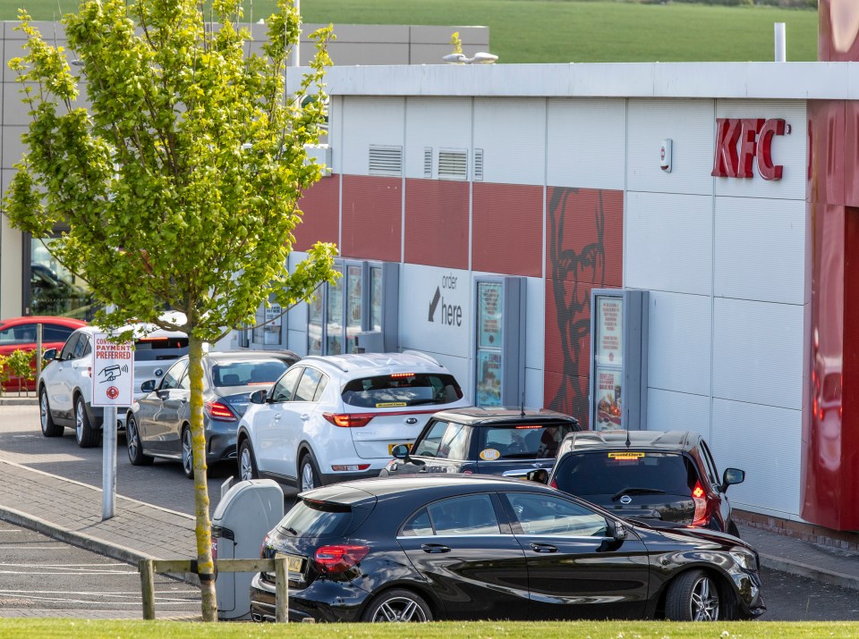  KFC fans seen queuing to place orders at drive-thrus