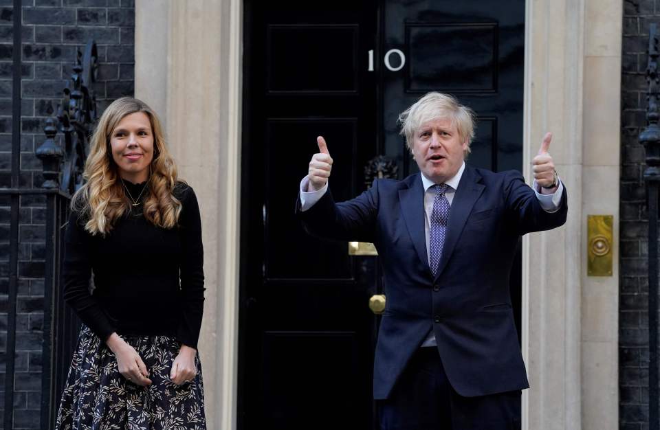  Boris, more than a decade later, outside 10 Downing Street with fiancée Carrie Symonds last week