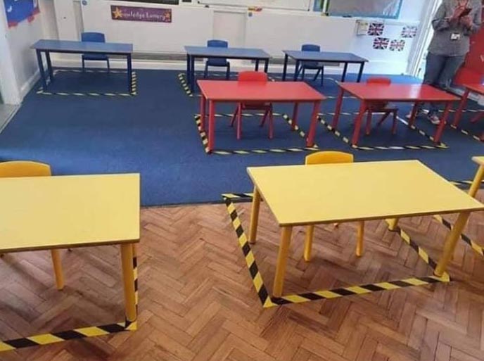  Kids may have to sit at tables alone when they return to classrooms - like Holywell Village First School (HVFS), in Northumberland