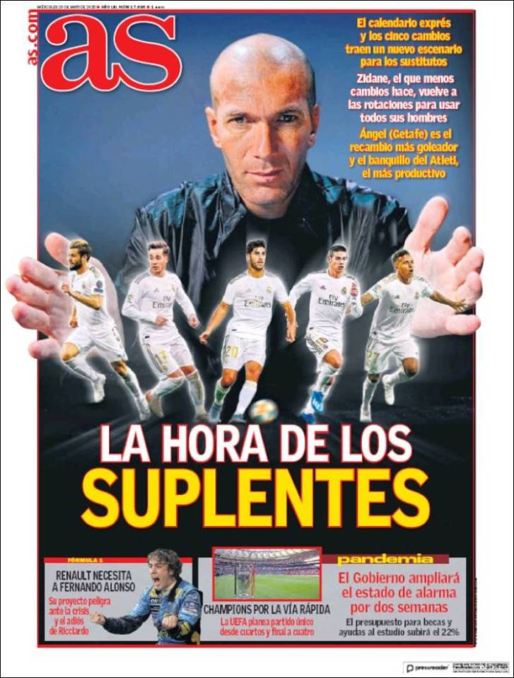  This is the front cover of today's AS newspaper in Spain