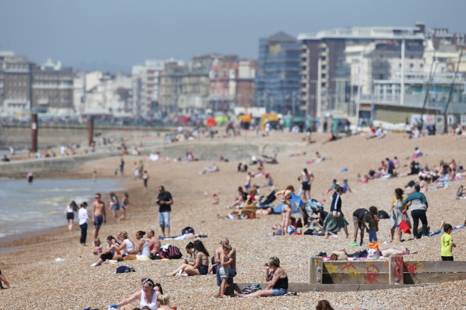  Brighton beach was filling up on Wednesday morning