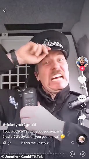  PC Jonathan Gould posted a video to TikTok of him miming to a rap song